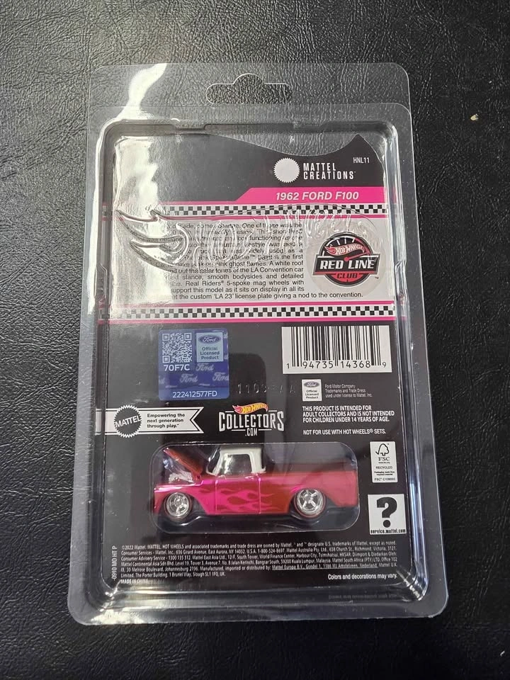 2023 Hot Wheels RLC 1962 Ford F100 Pink Pickup Truck - photo 3