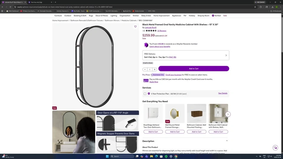 Oval Mirrored Medicine Cabinet (New in box) - photo 5
