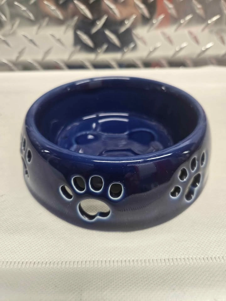 Blue Paw Print Ceramic Pet Bowl 5 inch - photo 2