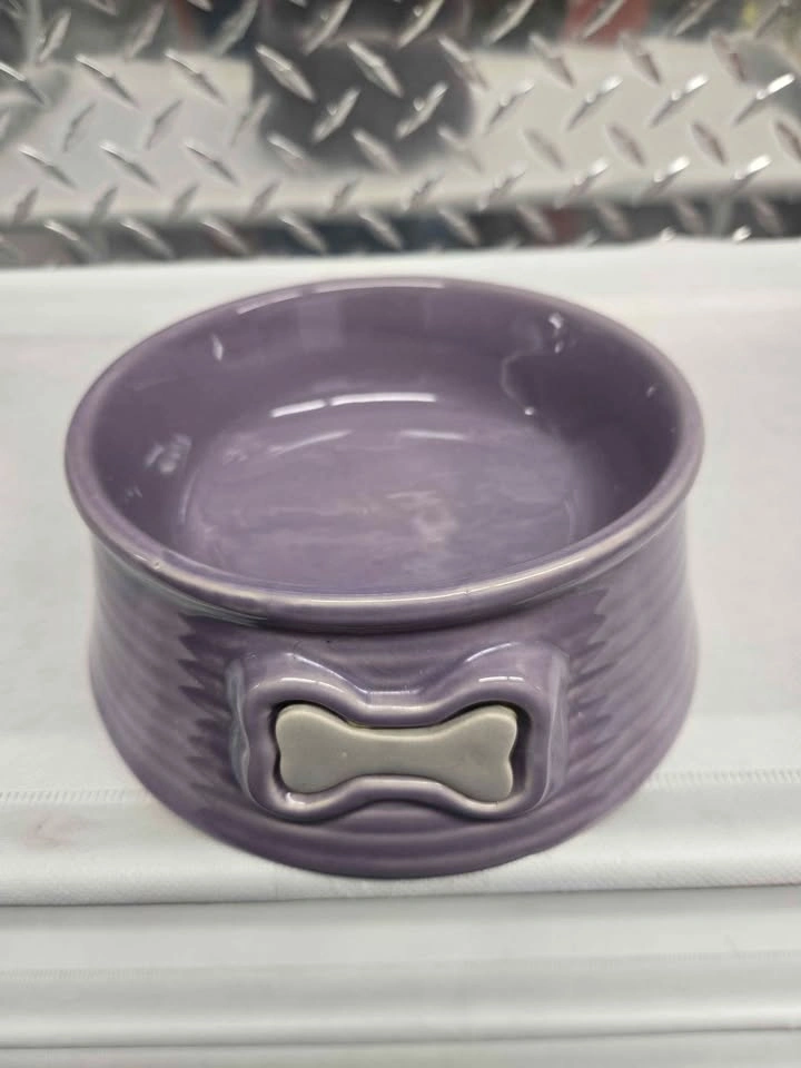 Purple Ceramic Pet Bowl w Bone Design - photo 2