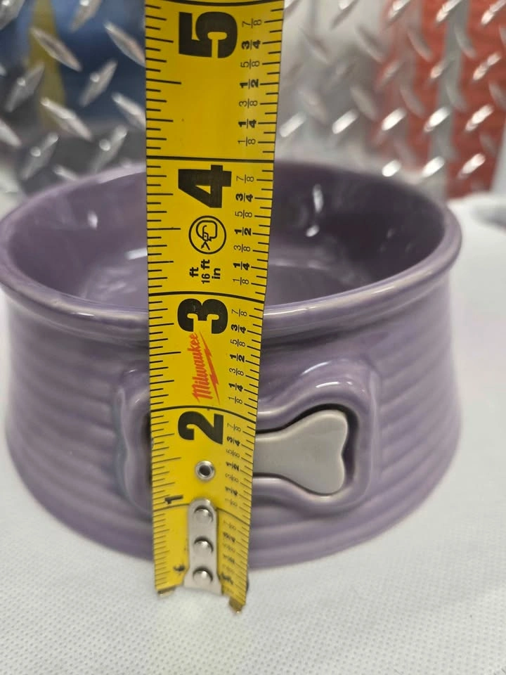 Purple Ceramic Pet Bowl w Bone Design - photo 4