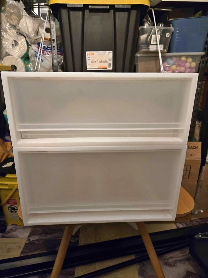 2 Clear Plastic Storage Drawers Stackable