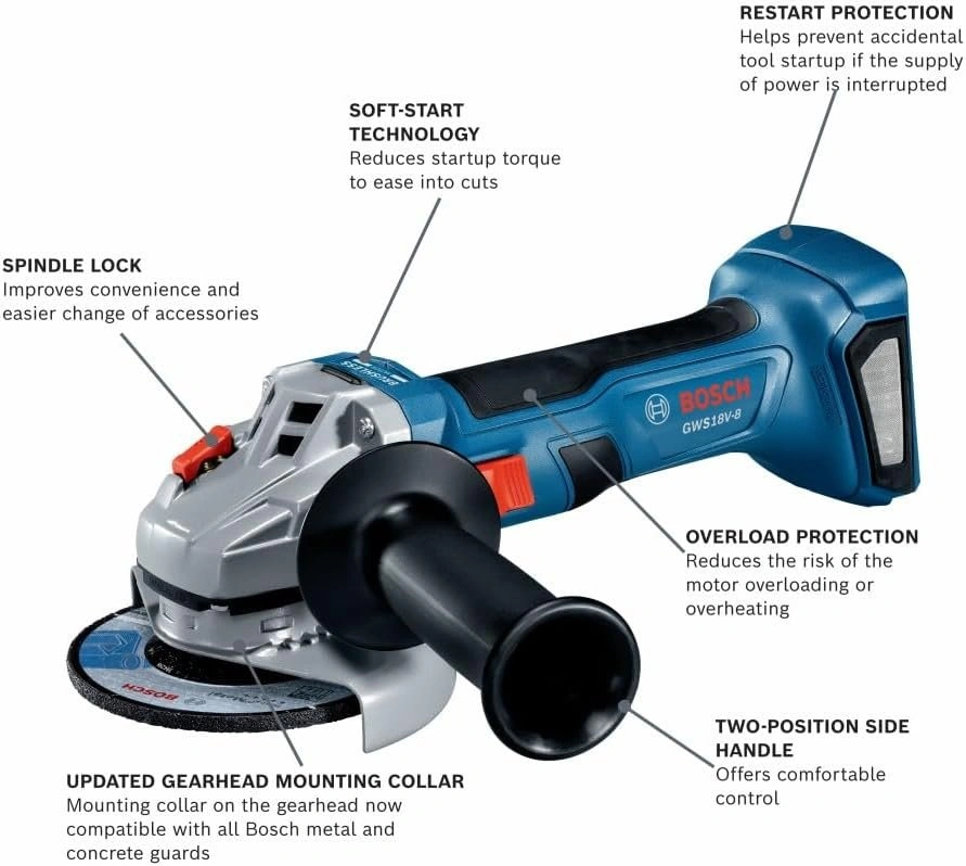 Bosch GWS18V-8N 18V Brushless 4-1/2 in. Angle Grinder (Bare Tool - photo 2