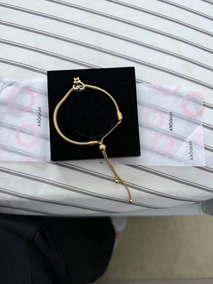 Pandora Snake Chain Slider Bracelet + Celestial Heart Charm - photo 2