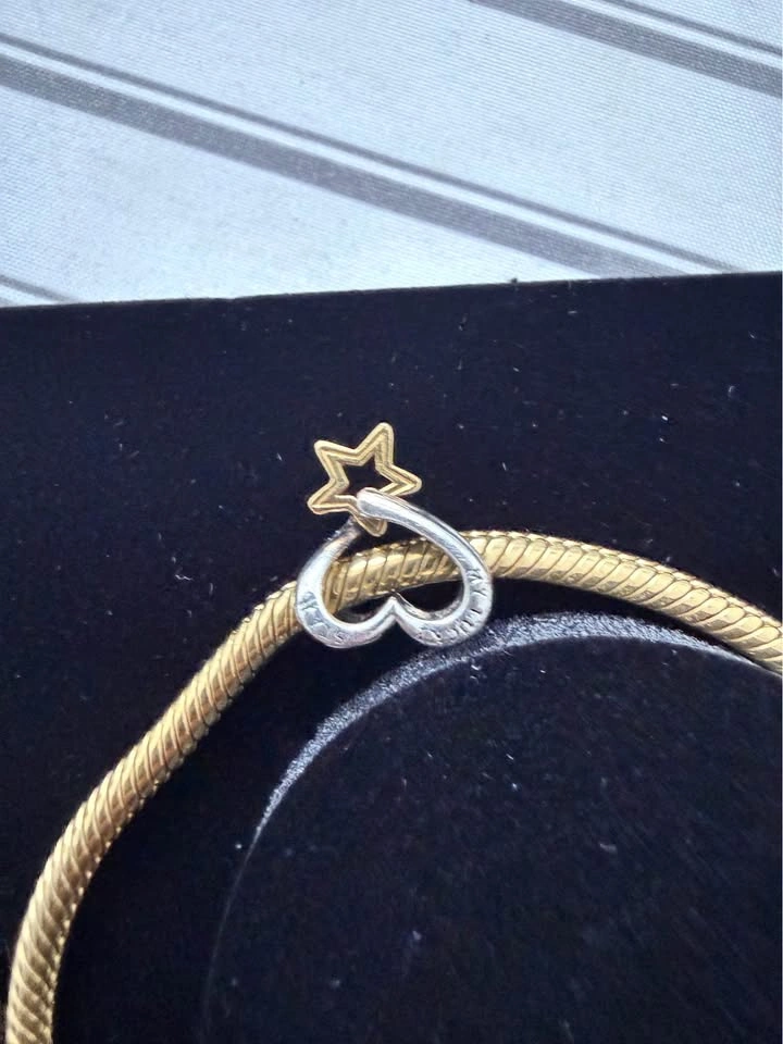 Pandora Snake Chain Slider Bracelet + Celestial Heart Charm - photo 3