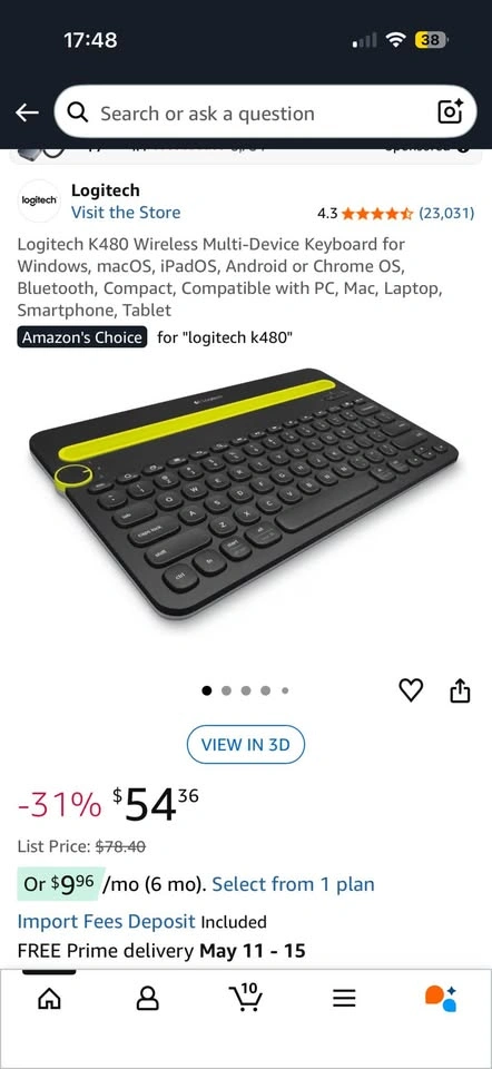 Logitech K480 Wireless Multi-Device Keyboard - photo 2