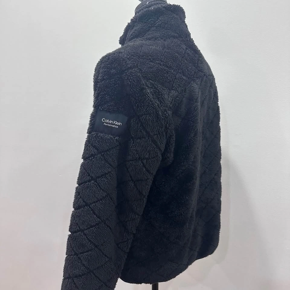 EUC Calvin Klein Black Plush Sherpa Zip-Up Jacket - Women's Medi - photo 2