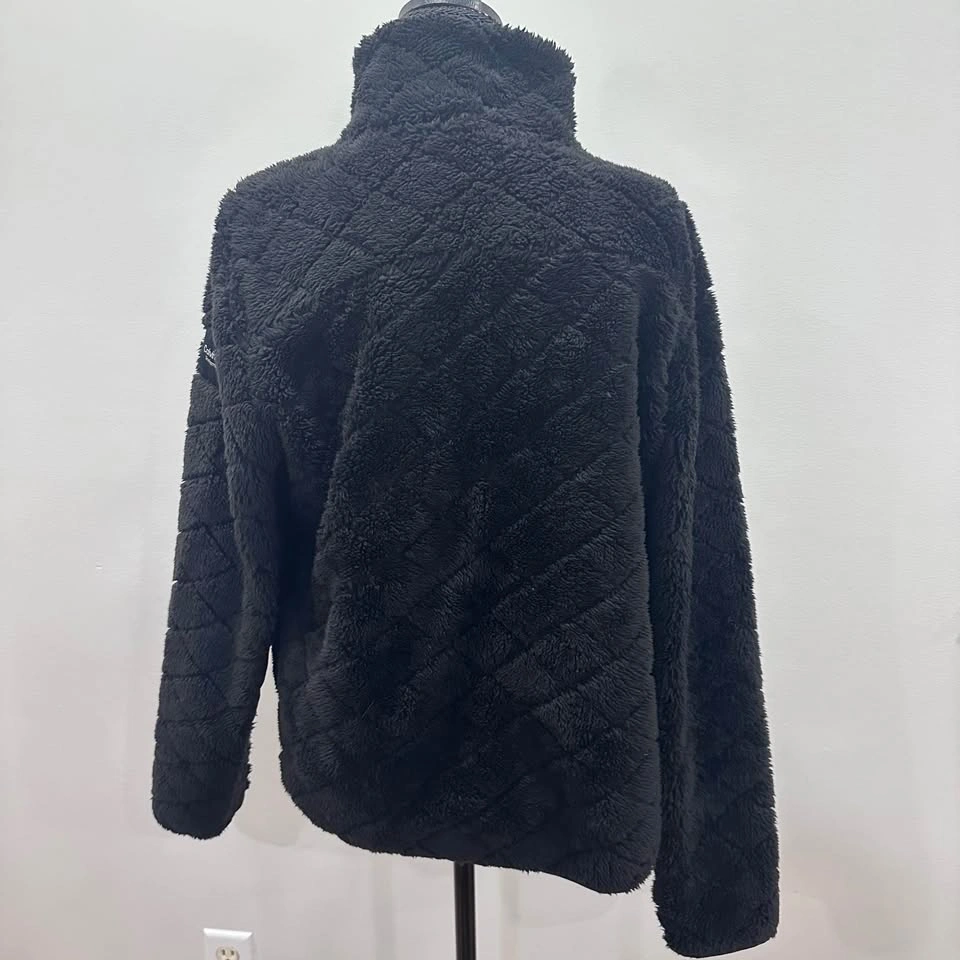 EUC Calvin Klein Black Plush Sherpa Zip-Up Jacket - Women's Medi - photo 3