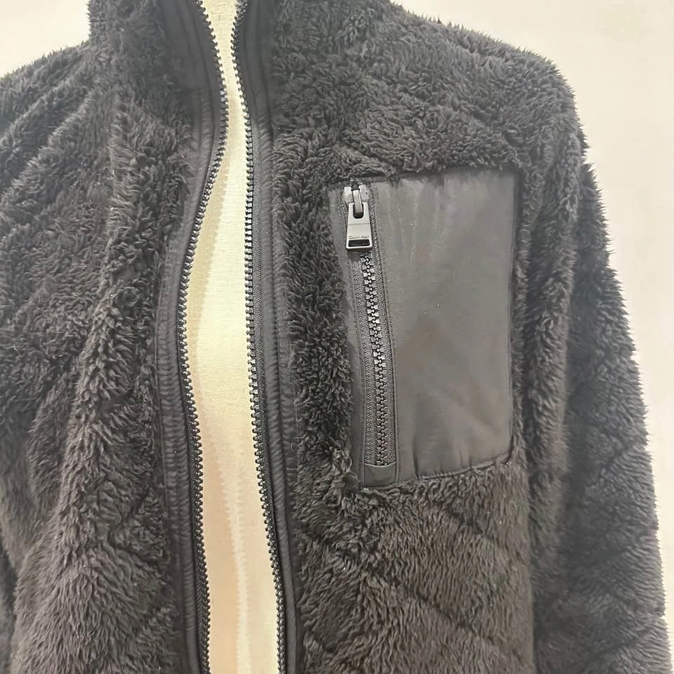 EUC Calvin Klein Black Plush Sherpa Zip-Up Jacket - Women's Medi - photo 5