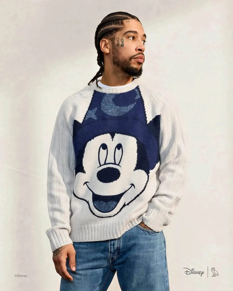 EUC Disney x OVO Sorcerer Mickey Knit Sweater Heather Grey Small