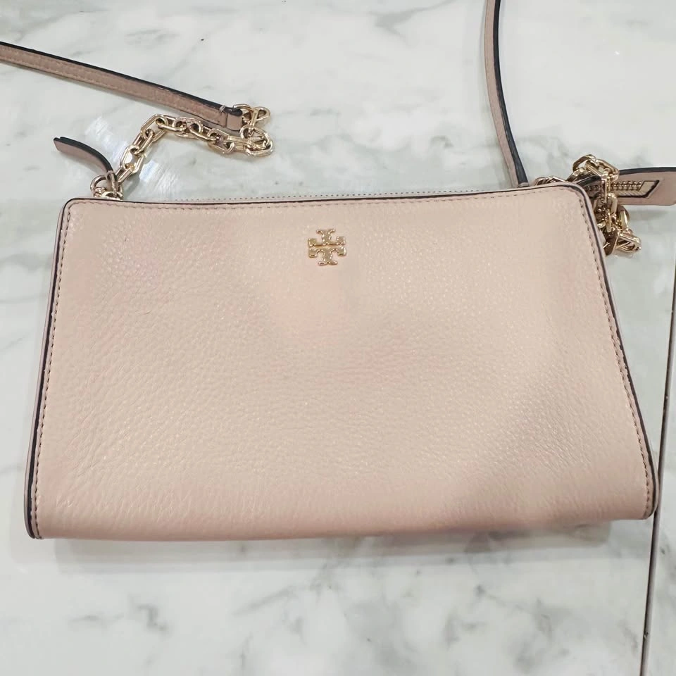 Tory Burch Blush Pink Leather Crossbody Bag Gold Hardware EUC - photo 2