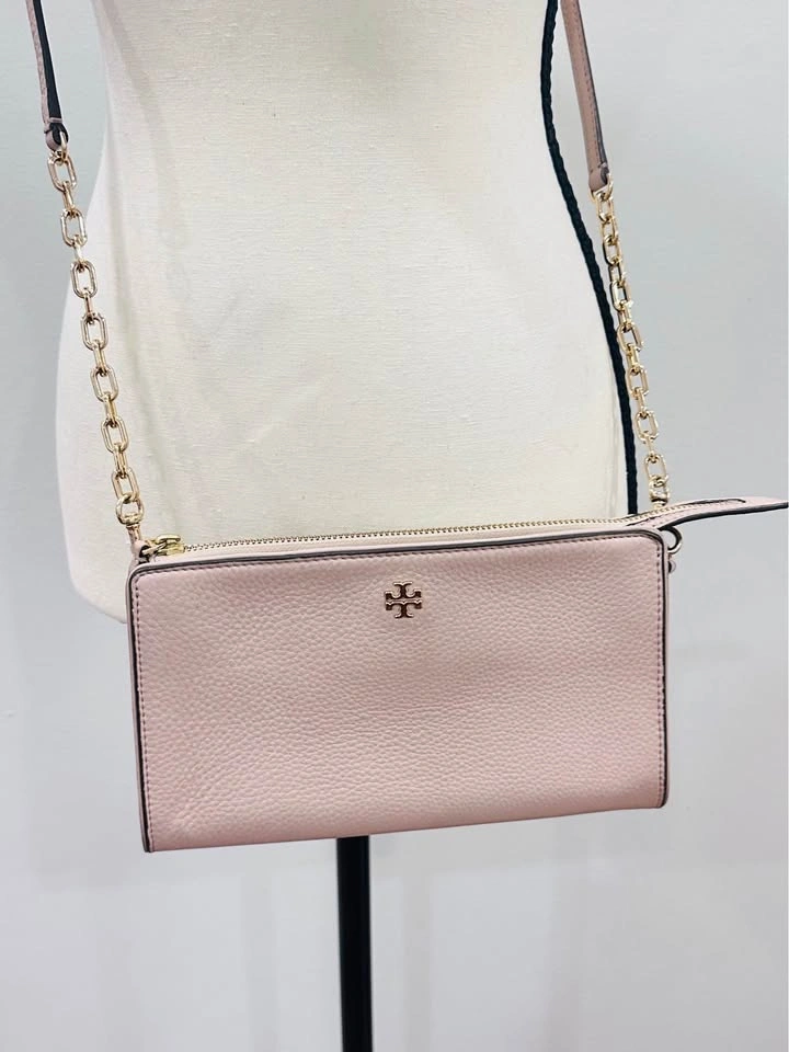 Tory Burch Blush Pink Leather Crossbody Bag Gold Hardware EUC - photo 3