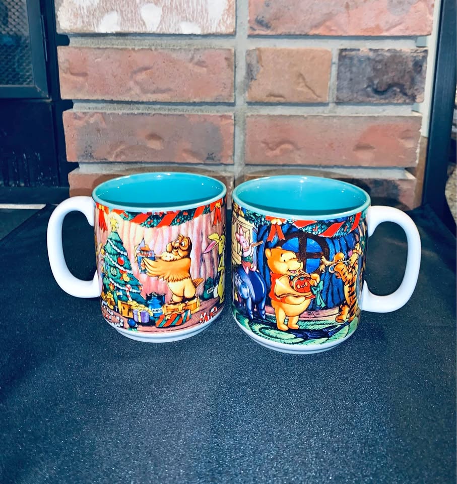 Vintage Disney Pooh's Christmas Mug Set of 2
