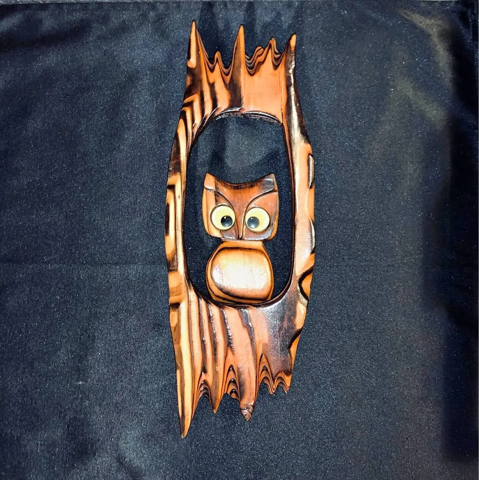 Vintage 1960’s Wood Owl Wall Art Decor thumbnail