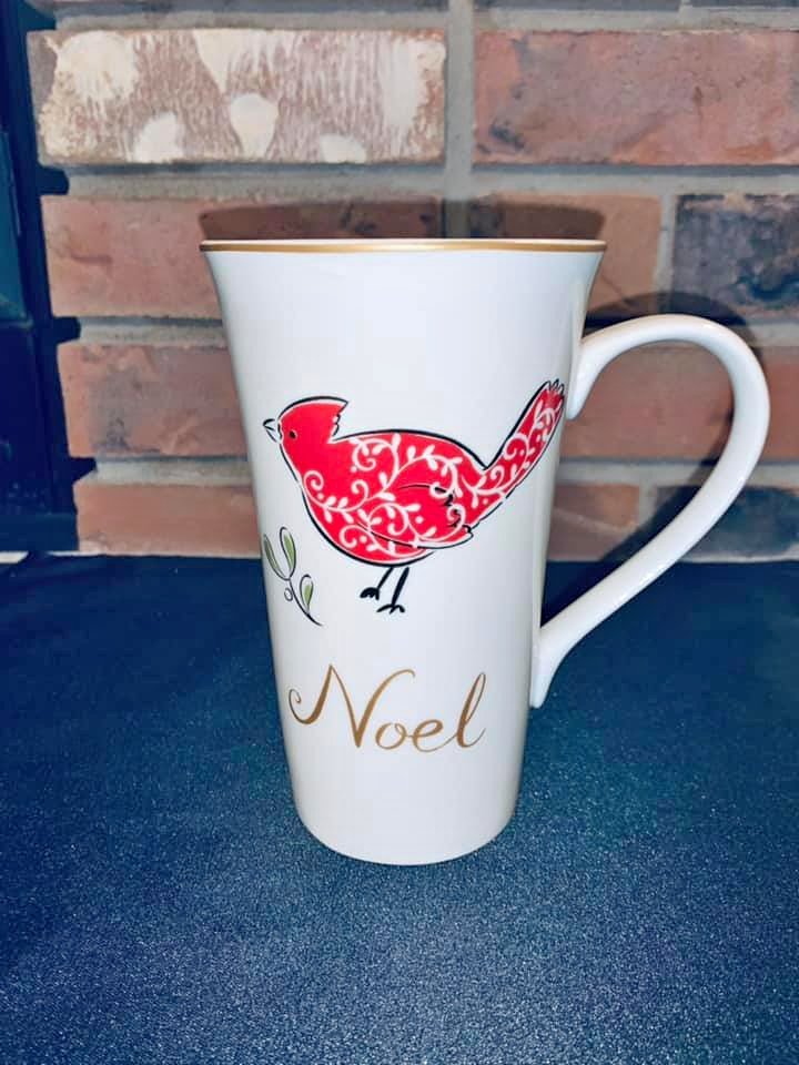 222 Fifth Christmas Cardinal Latte Mug