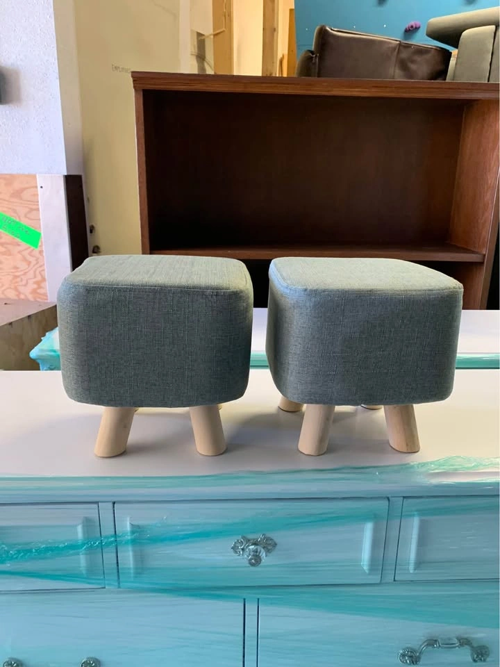 Like New - Pair of Sage Green Ottomans