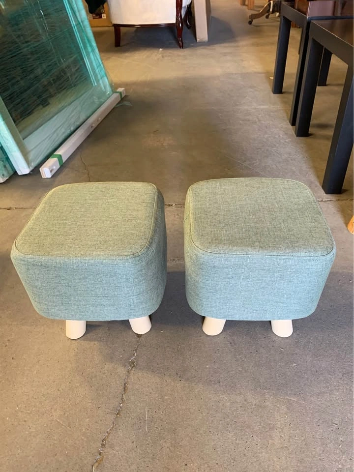 Like New - Pair of Sage Green Ottomans - photo 3