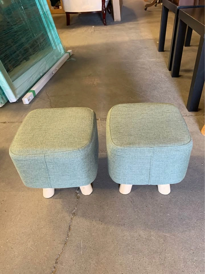 Like New - Pair of Sage Green Ottomans - photo 4