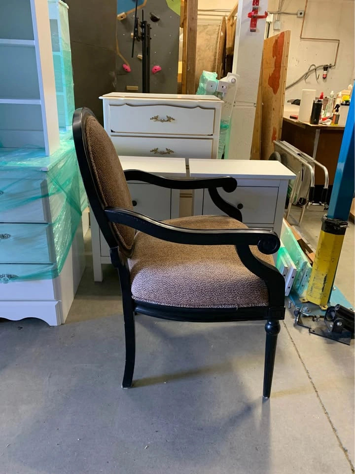 Black Wood Frame Leopard Print Vintage Accent Chair - photo 4