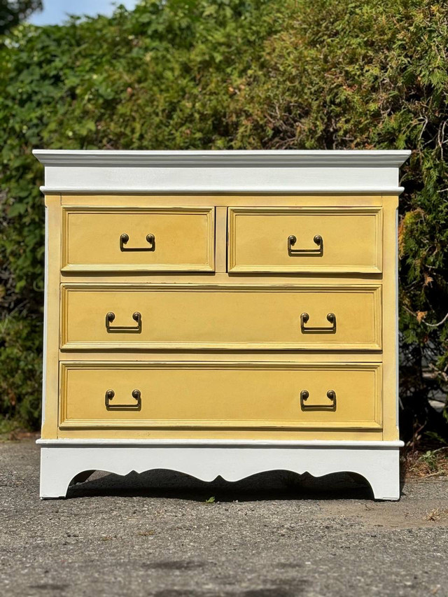 Vintage Yellow & White 3 Drawer Dresser