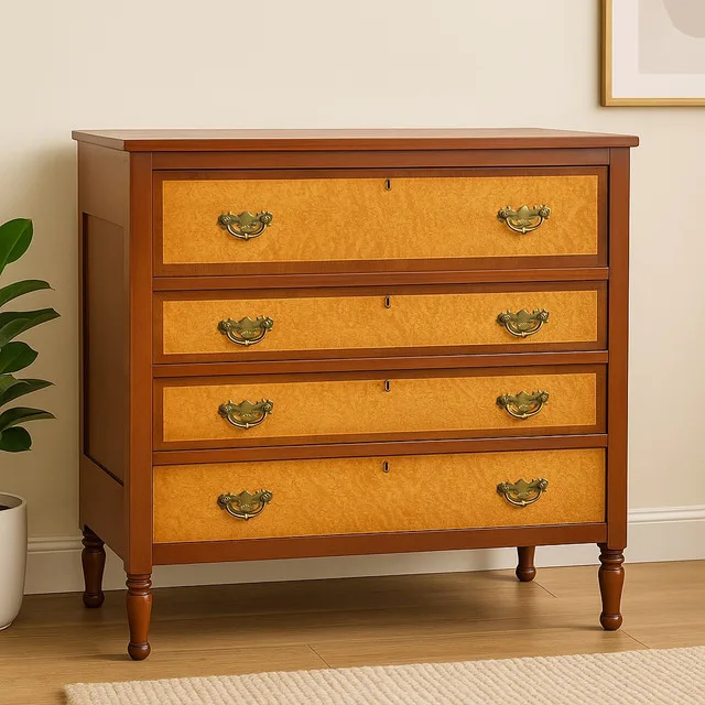 Antiqueww Solid wood 4-Drawer Dresser image indicator(10)