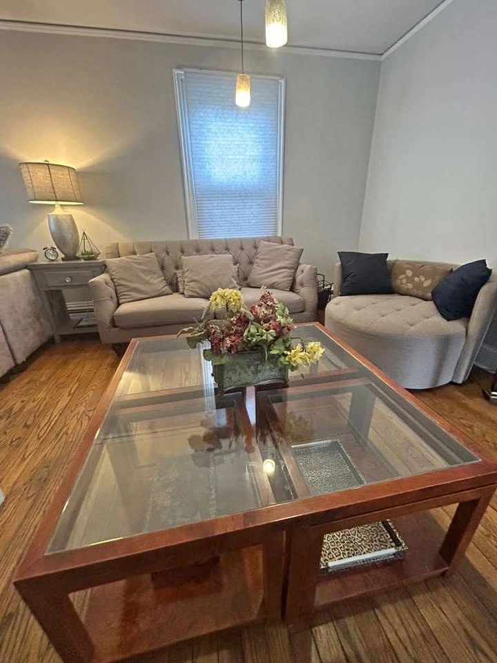 Taupe Sofa Couch with Round Lounge Loveseat Chair