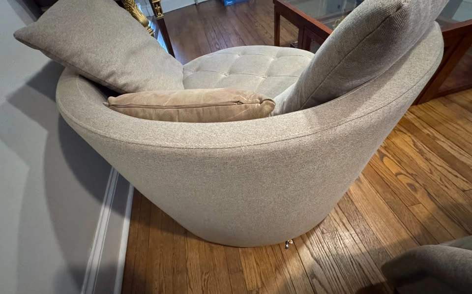 Taupe Sofa Couch with Round Lounge Loveseat Chair - photo 4