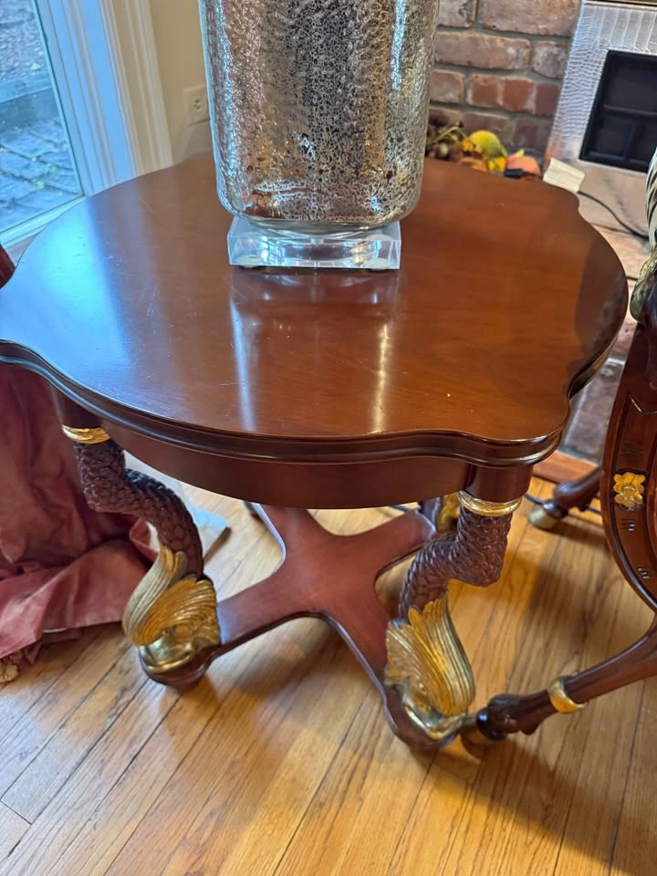 Colombo Italian Carved Mahogany Side Tables (Set of 2)