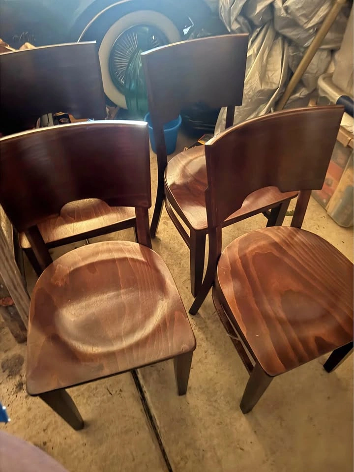 Set of 4 Brown Wood Chairs