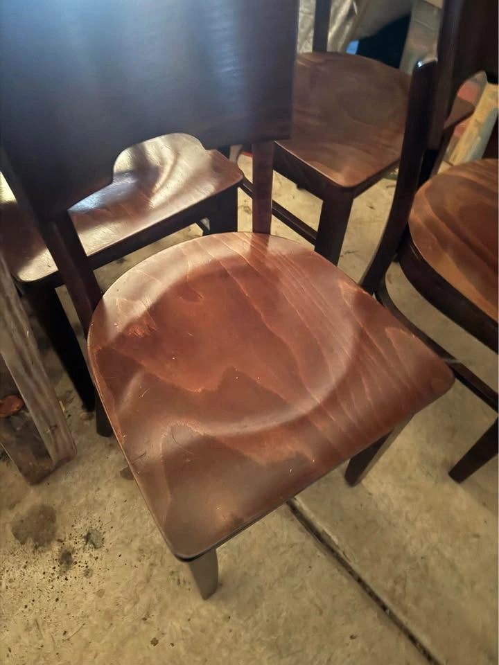 Set of 4 Brown Wood Chairs - photo 2
