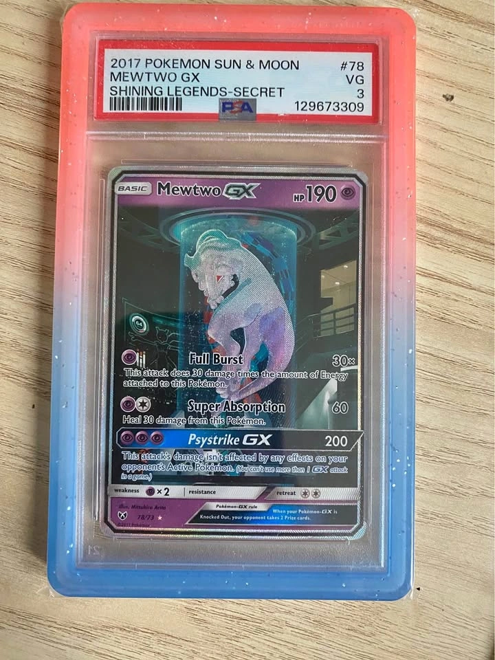 Pokemon Mewtwo GX Secret Shining Legends 78/73 MEWTUBE PSA3