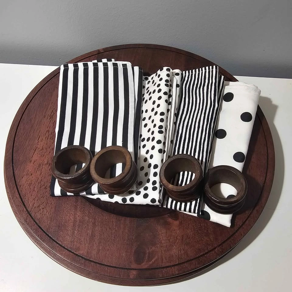 Wood Plates Set with Cloth Napkins & Napkin Rings - photo 3