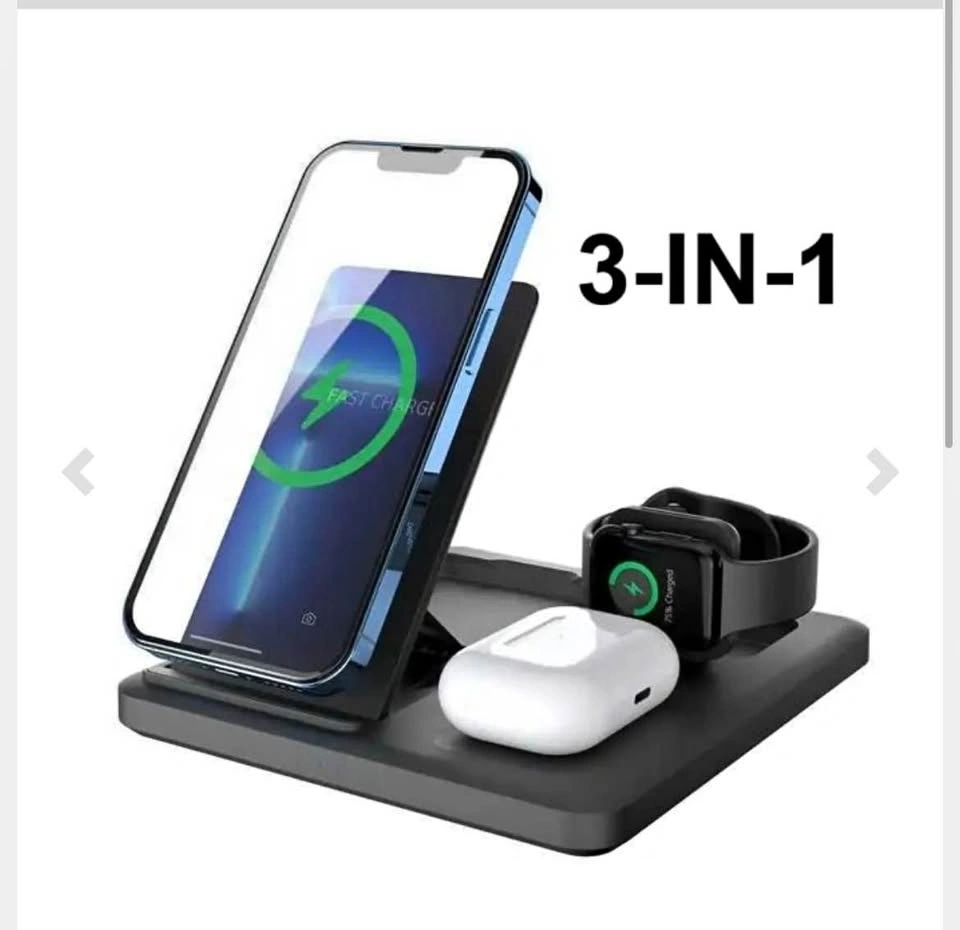 3 in 1 Foldable Charging Station for Apple Wireless Charger - Bl