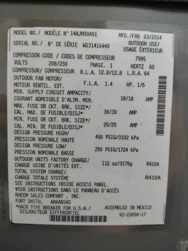 Ruude 2.5 Ton 14.5 SEER R410A Central Air Conditioner image indicator(5)