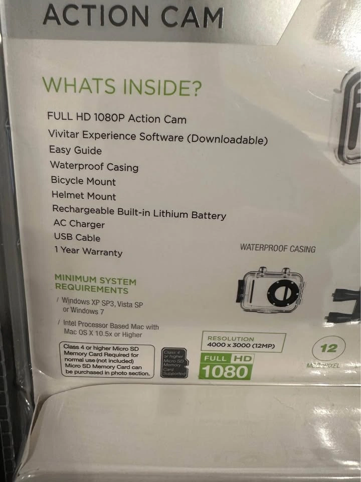 VIVITAR HD CAMERA WITH WATERPROOF CASE $60 GOPRO - photo 5