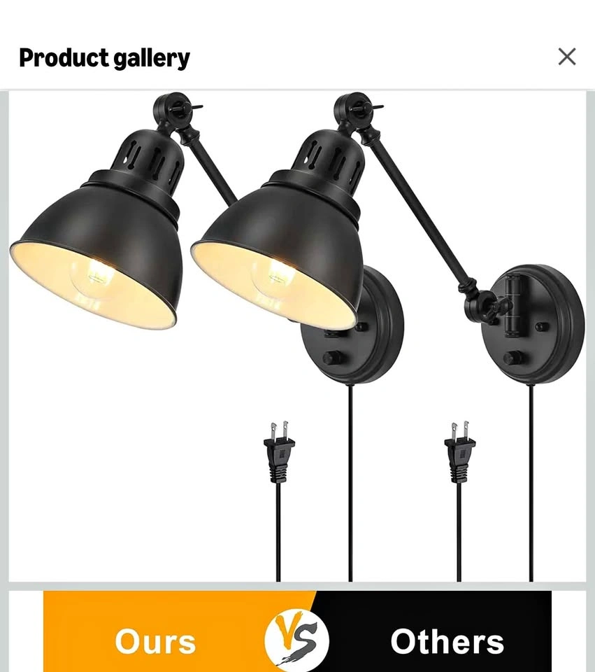 Plug-in Wall Sconces Set of 2 - ENCOMLI Dimmable Swing Arm
