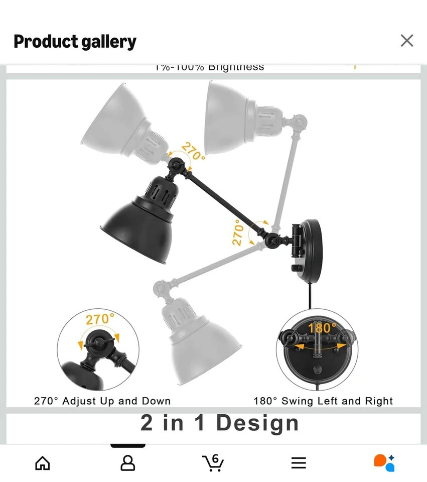 Plug-in Wall Sconces Set of 2 - ENCOMLI Dimmable Swing Arm - photo 4