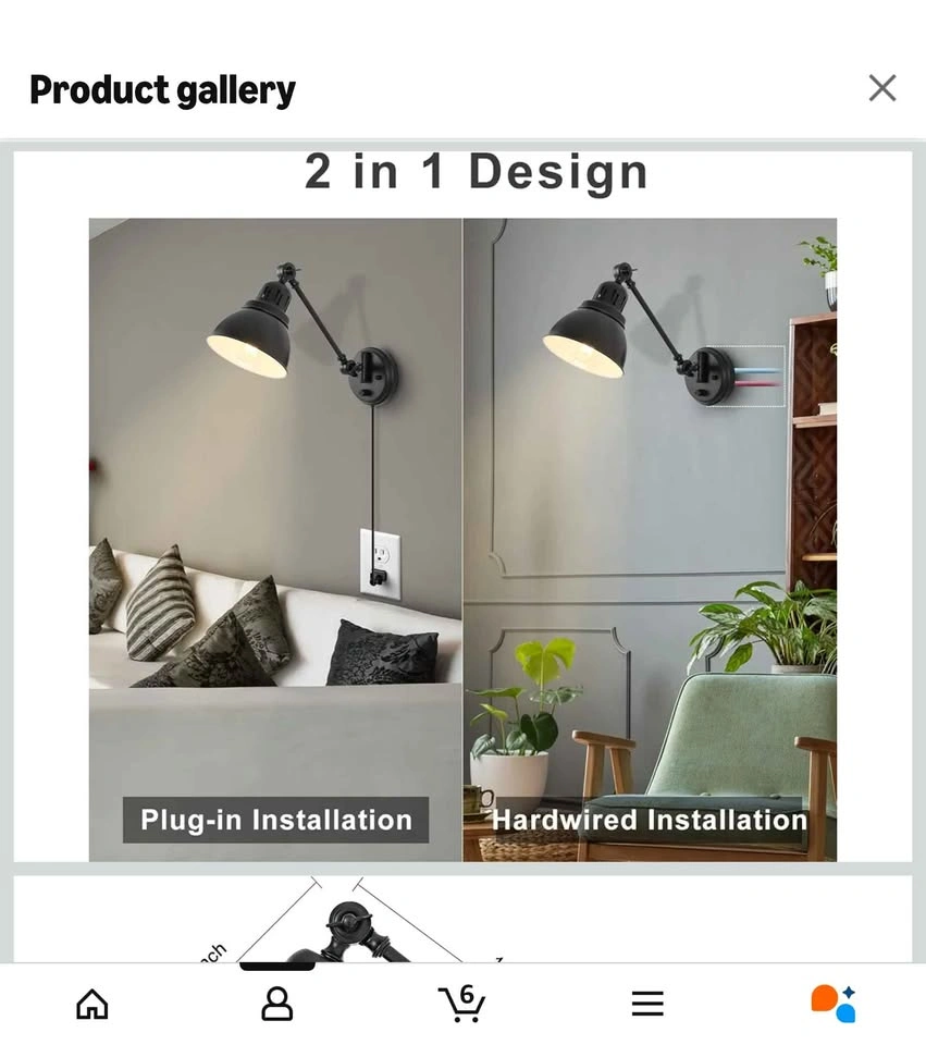 Plug-in Wall Sconces Set of 2 - ENCOMLI Dimmable Swing Arm - photo 5