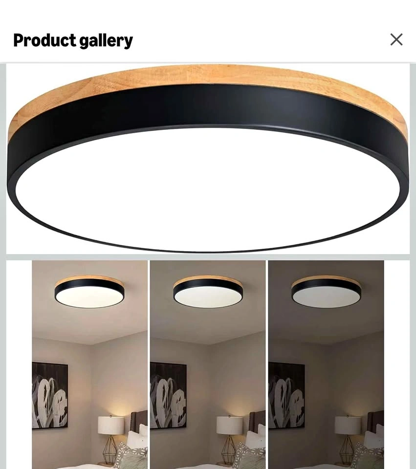 Dimmable Wood LED Flush Mount Ceiling Light