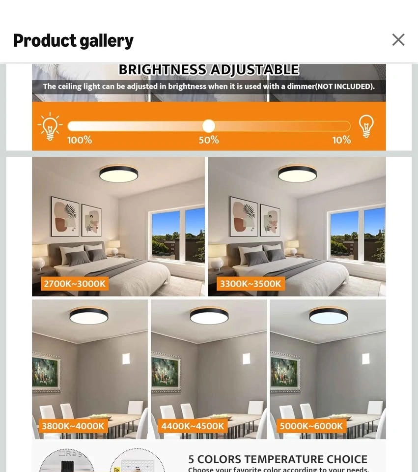 Dimmable Wood LED Flush Mount Ceiling Light - photo 2
