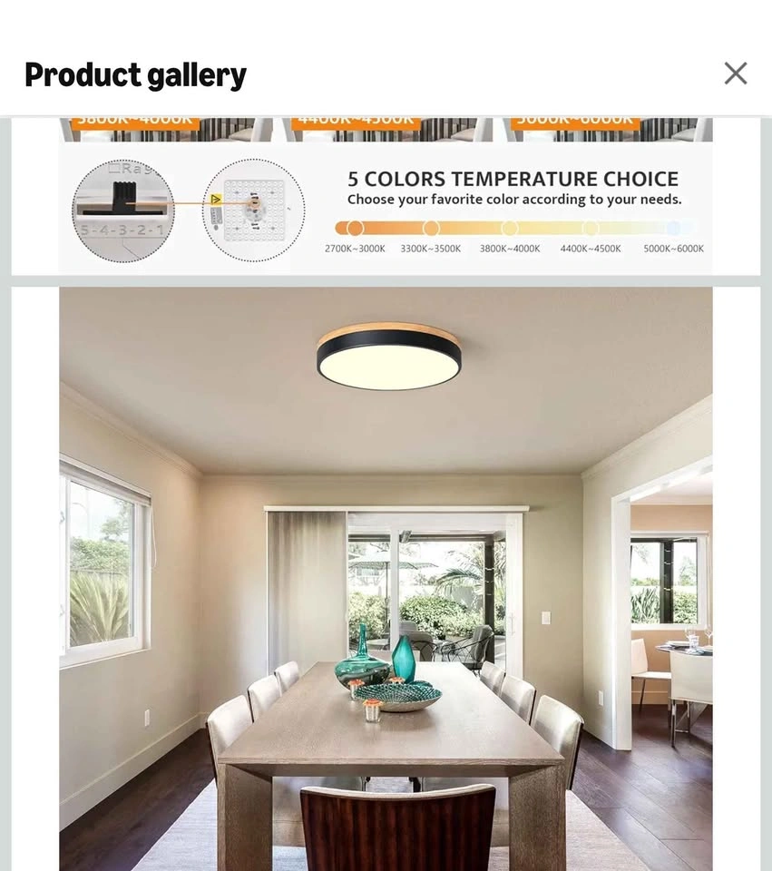 Dimmable Wood LED Flush Mount Ceiling Light - photo 3