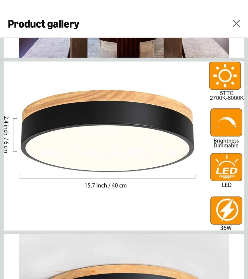 Dimmable Wood LED Flush Mount Ceiling Light - photo 4