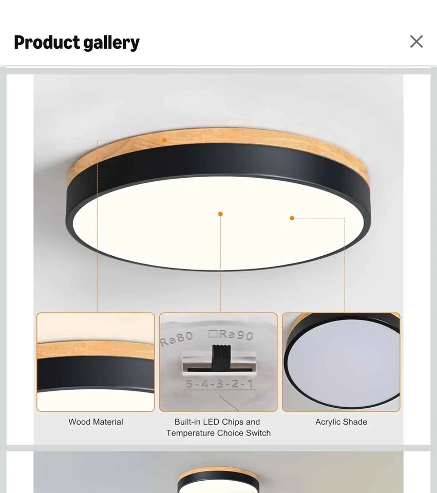 Dimmable Wood LED Flush Mount Ceiling Light - photo 5
