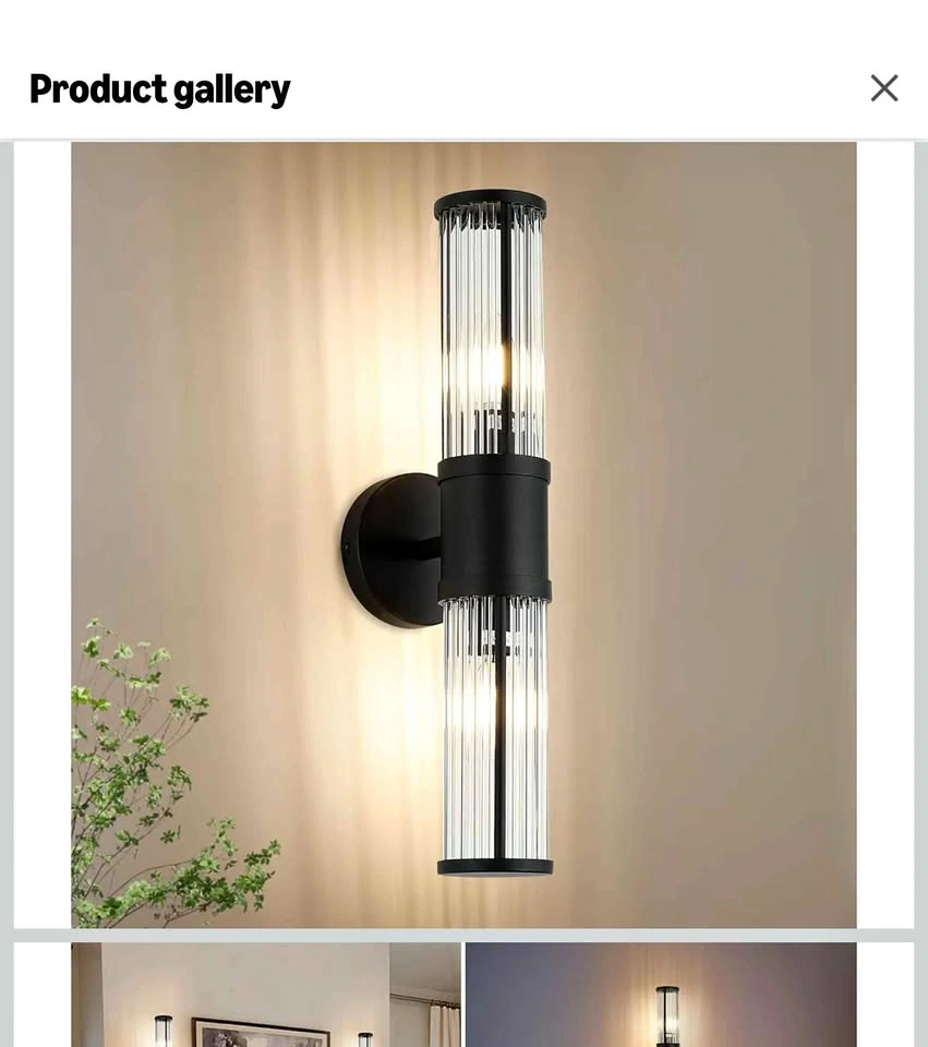 Modern Black Glass Rod Bathroom Sconce Light Fixture