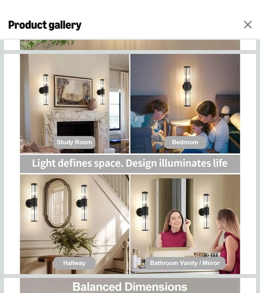 Modern Black Glass Rod Bathroom Sconce Light Fixture - photo 2