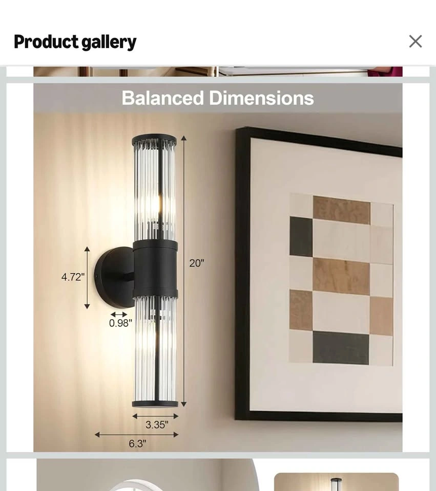 Modern Black Glass Rod Bathroom Sconce Light Fixture - photo 3