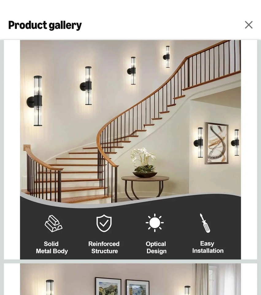 Modern Black Glass Rod Bathroom Sconce Light Fixture - photo 5