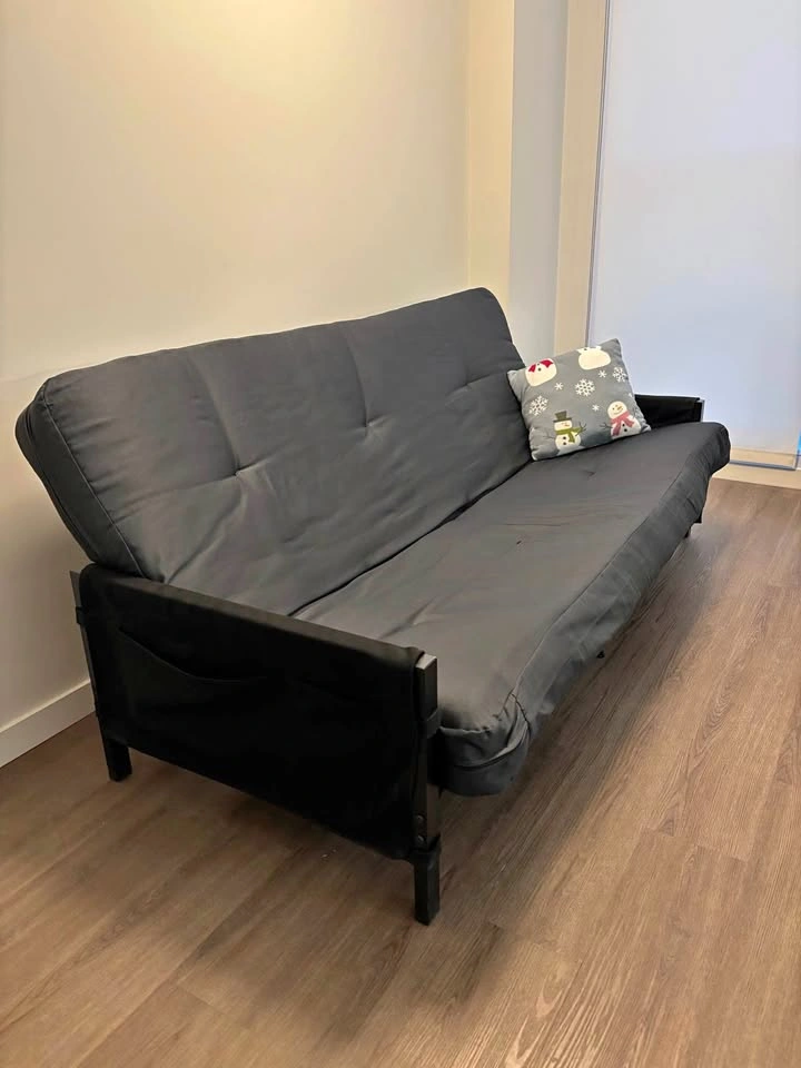 Convertible Futon Sofa Bed — Dark Grey