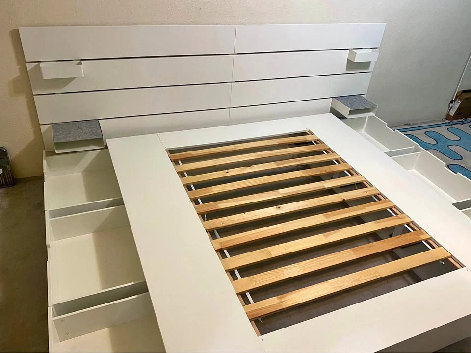 NORDLI queen bed with 6 hydraulic drawers and headboard