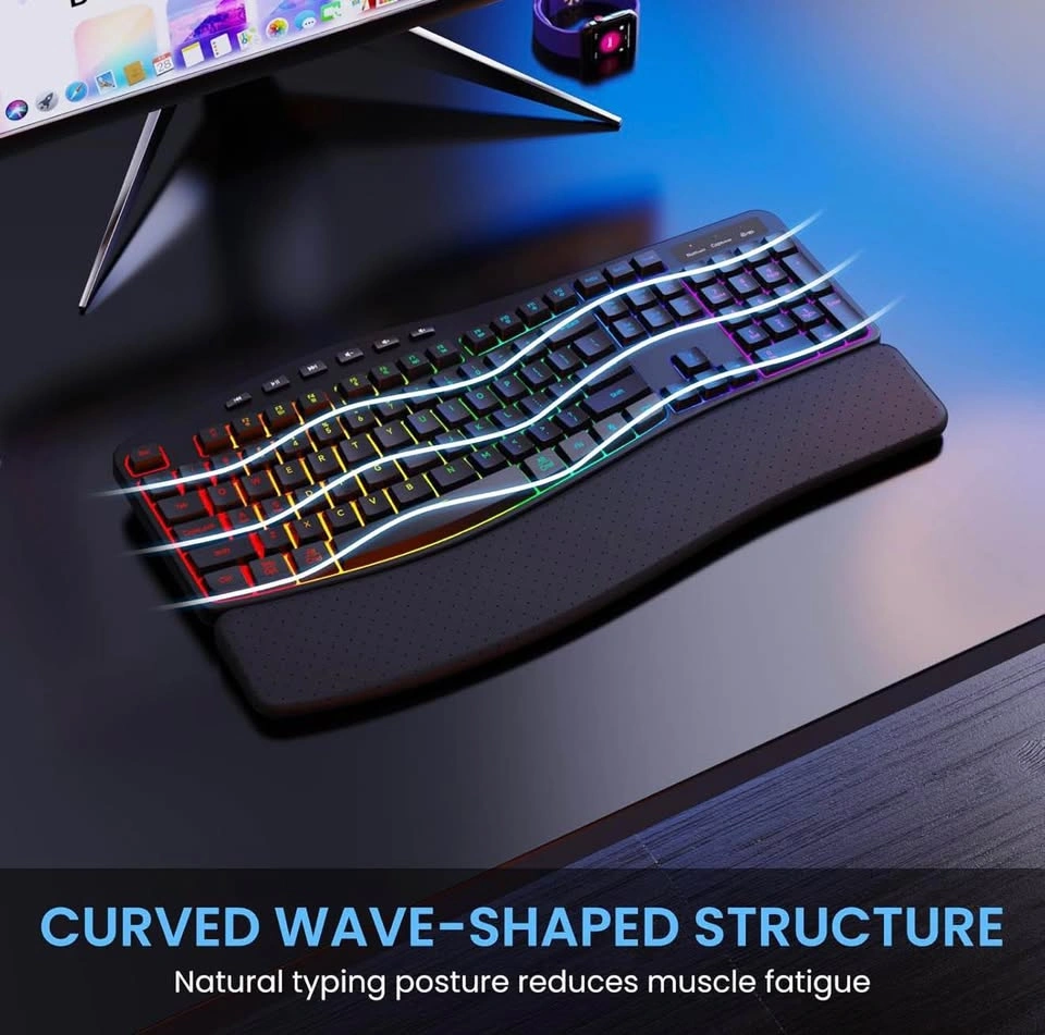 (New)Ergonomic Rechargeable Wireless Keyboard and Mouse Combo - photo 3